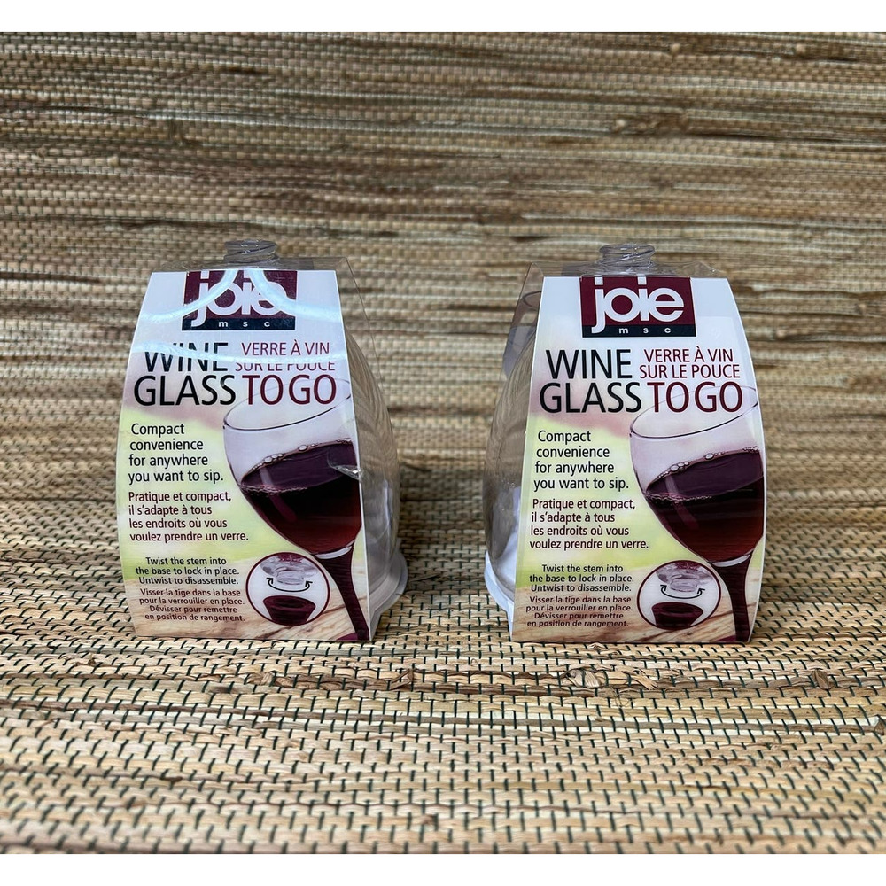 NIB PAIR Joie Wine Glasses To Go, Portable Wine Glass, Detachable Stem, BPA-free